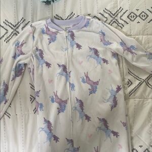 Cartier White Pajama Onesie with Purple and Blue Unicorns